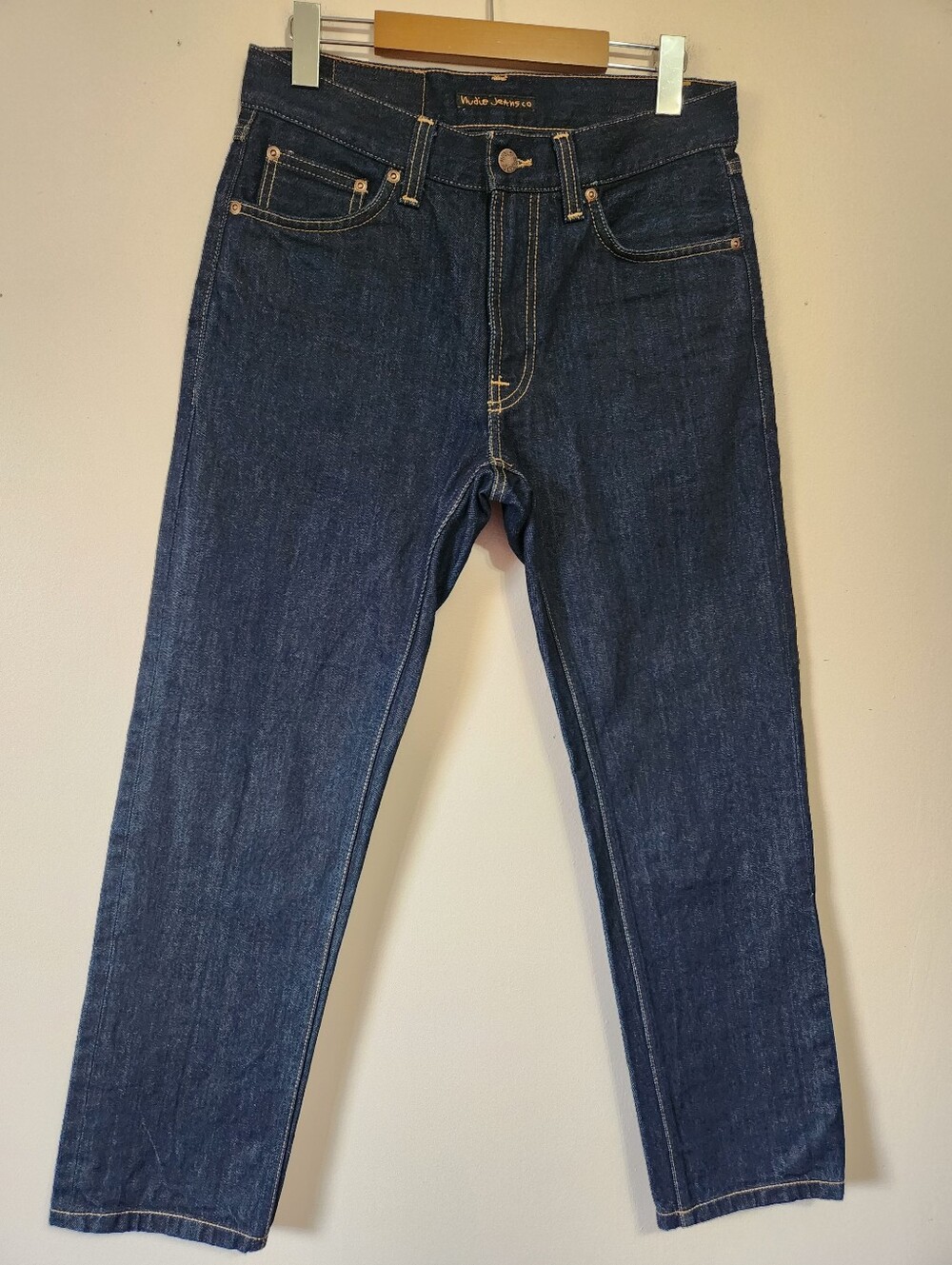 Nudie Jeans Gritty Jackson Dry Classic Navy Straight Raw Rigid Denim Jeans 29x27